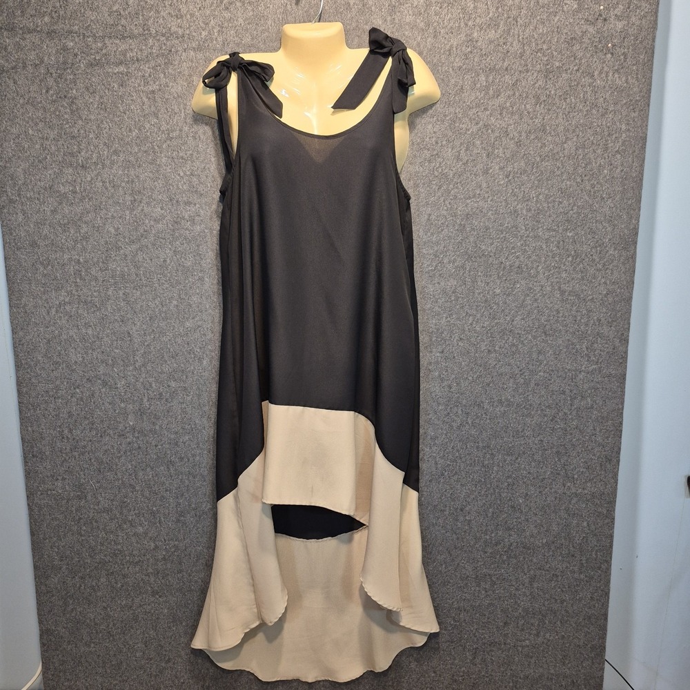 Mud Pie High-Low Sm Dress Colorblock Resortwear Vacation Vibe Shoulder-Tie